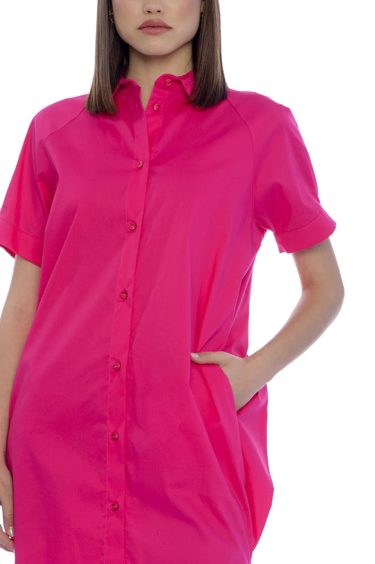 Camicia scollo a goccia FUXIA