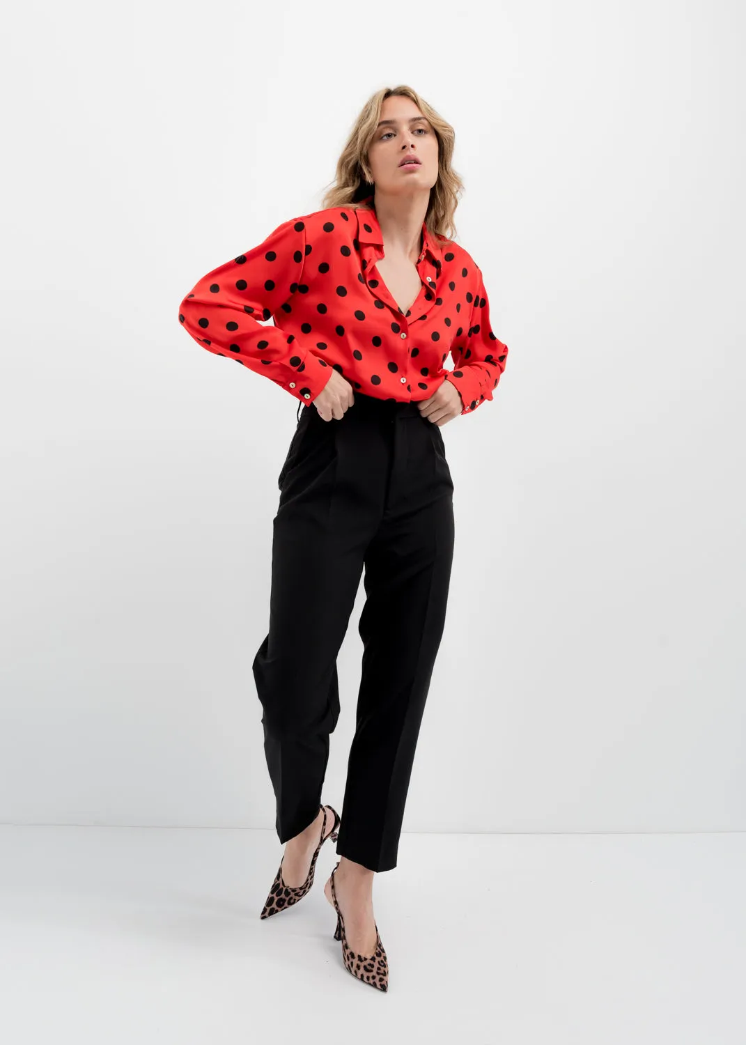 Camicia stampata in raso