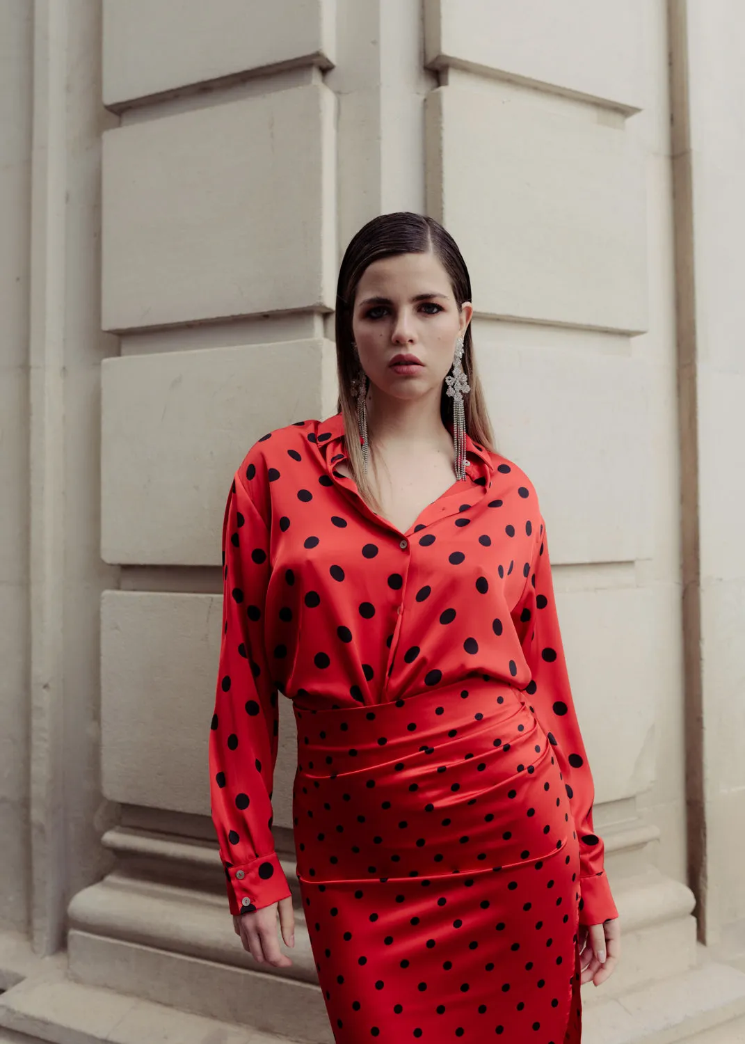 Camicia stampata in raso