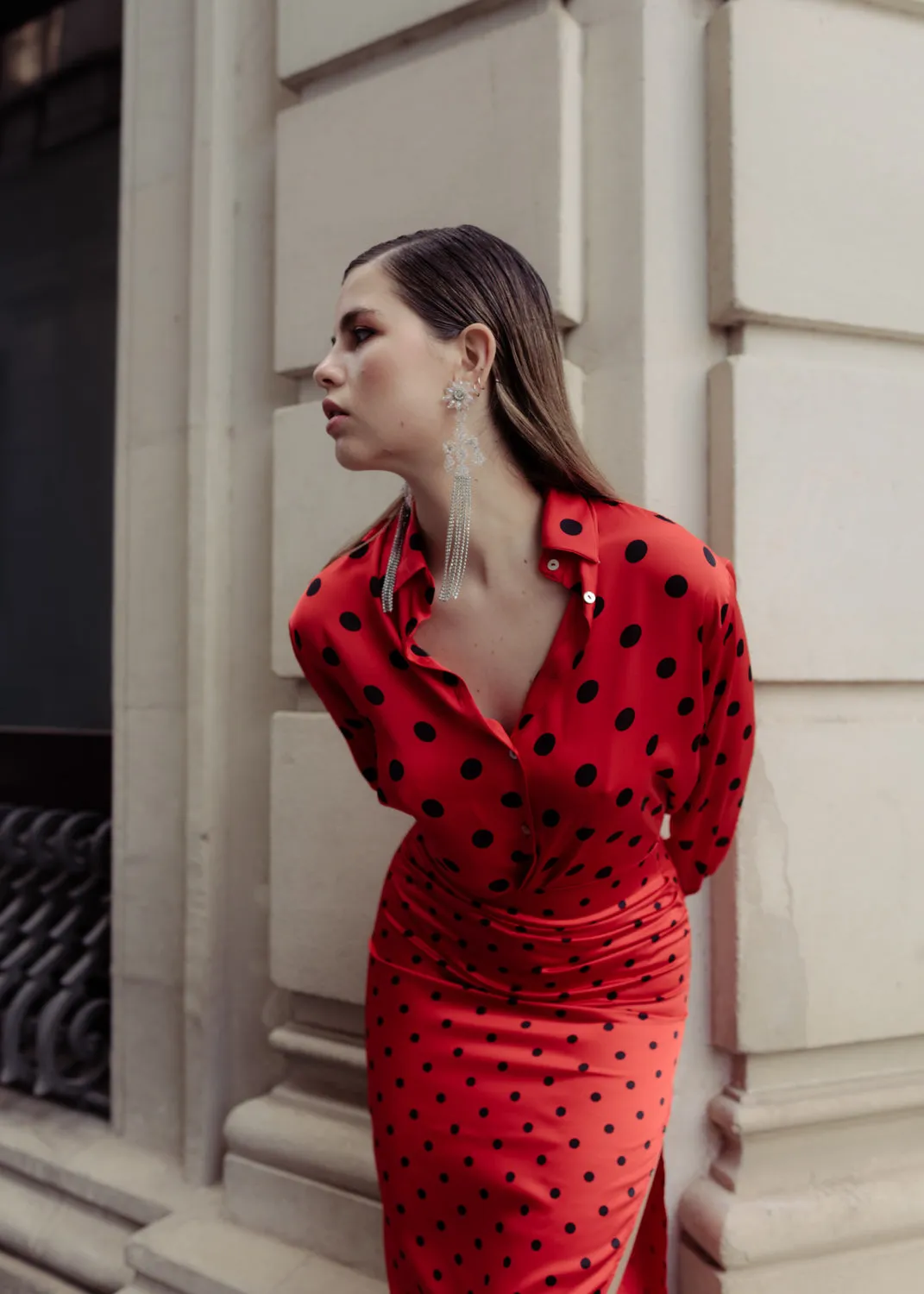 Camicia stampata in raso