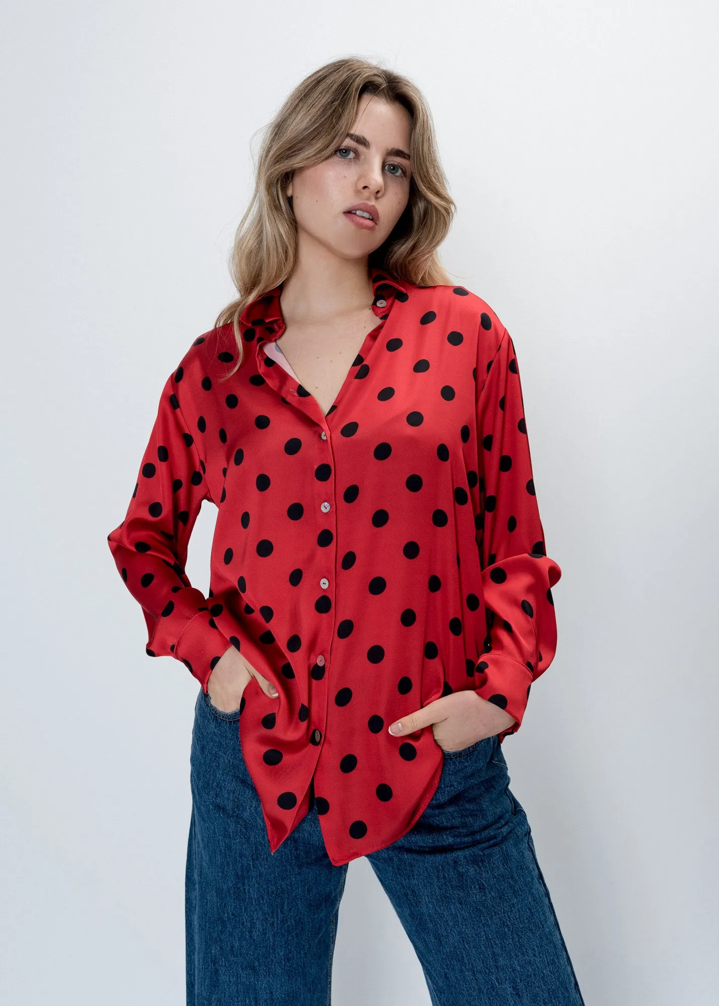 Camicia stampata in raso