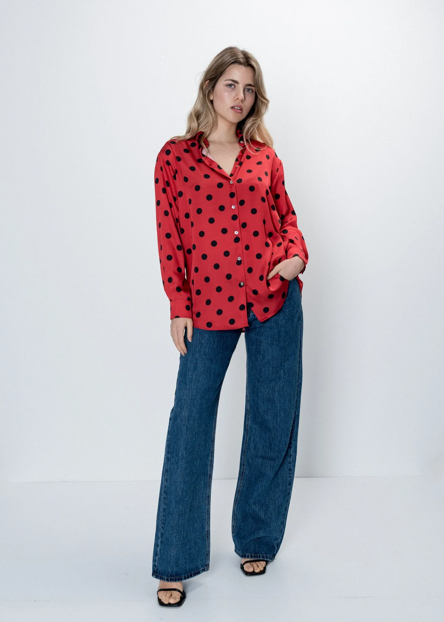 Camicia stampata in raso