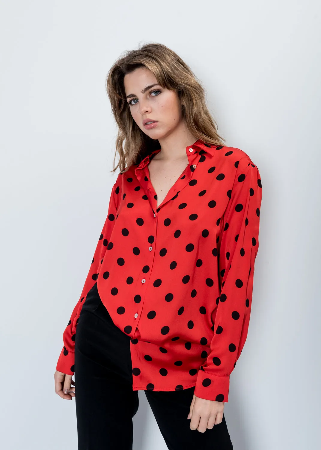 Camicia stampata in raso
