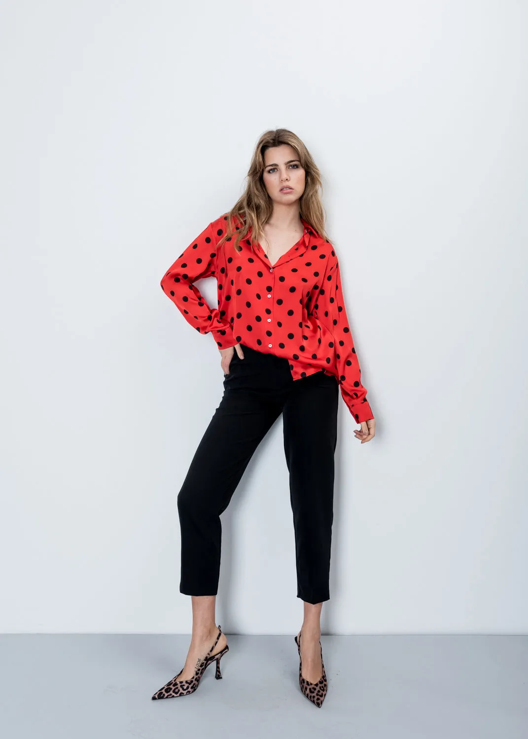 Camicia stampata in raso