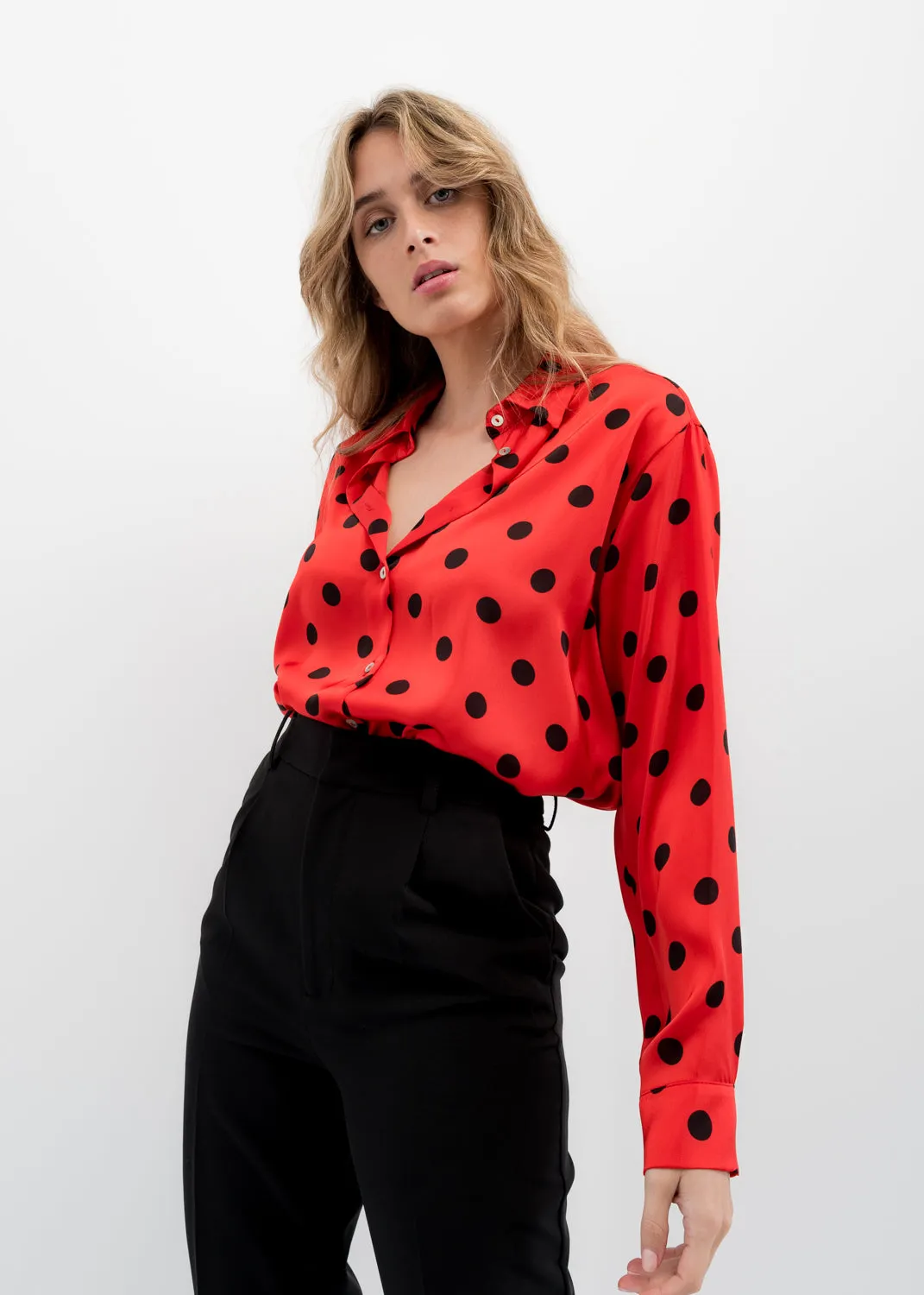 Camicia stampata in raso