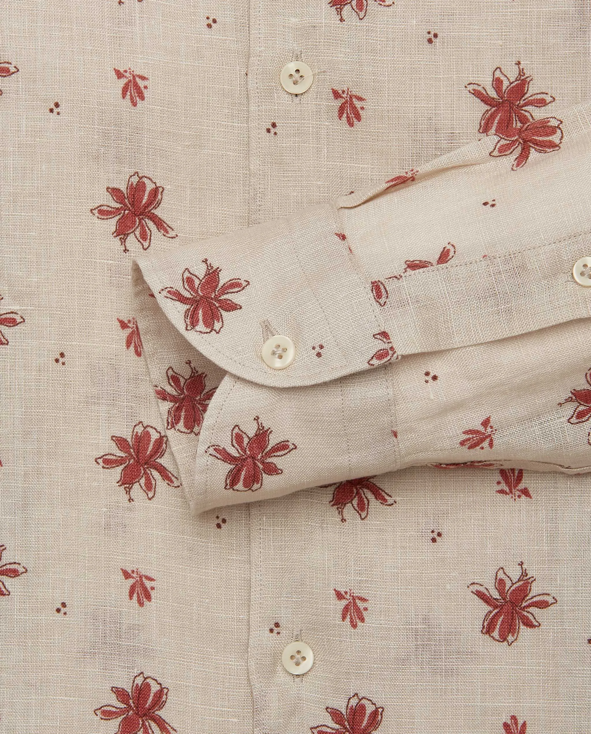 Camicia trendy lino beige shaped fit francese    