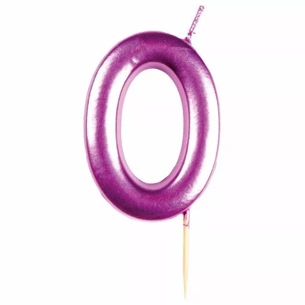 Candela per torta numero 0 rosa metallizzato