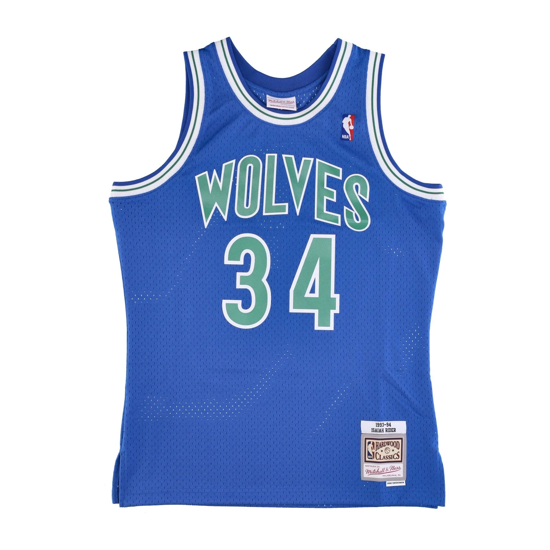 Canotta Basket Uomo Nba Swingman Jersey Hardwood Classics No 34 Isaiah Rider Jr 1993-94 Mintim Blue