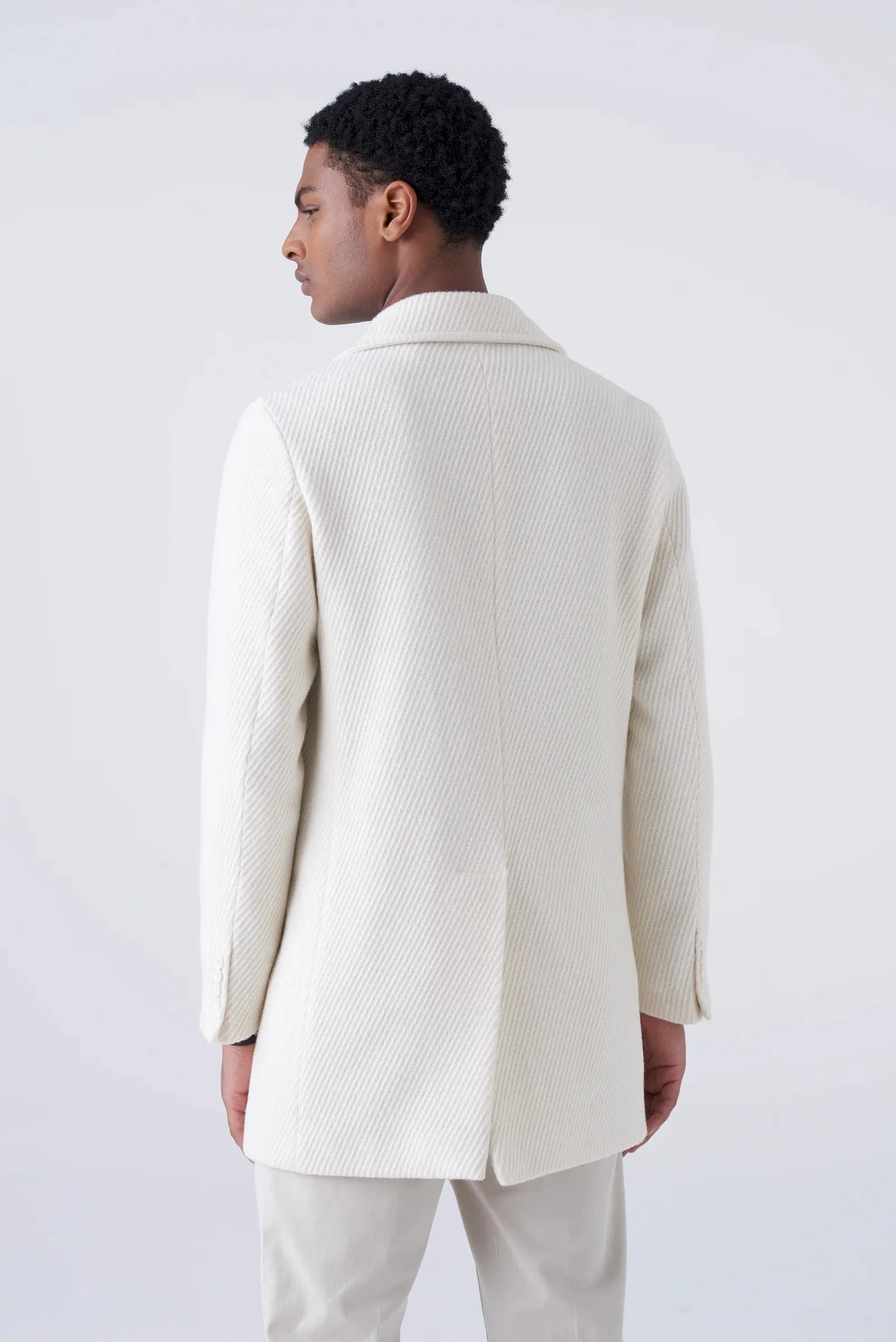 Cappotto doppiopetto bianco a costine