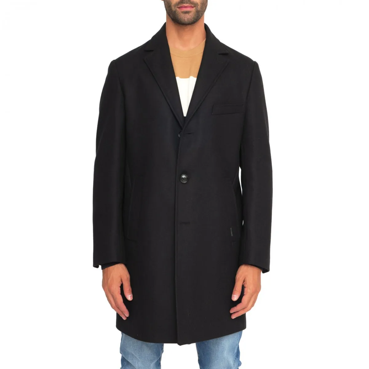 Cappotto Monopetto In Lana