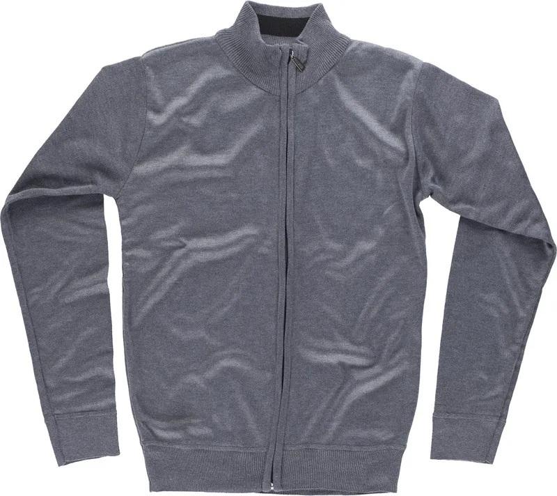 Cardigan in maglia fine con chiusura a zip Scollo alto Vita e polsini elasticizzati Grigio