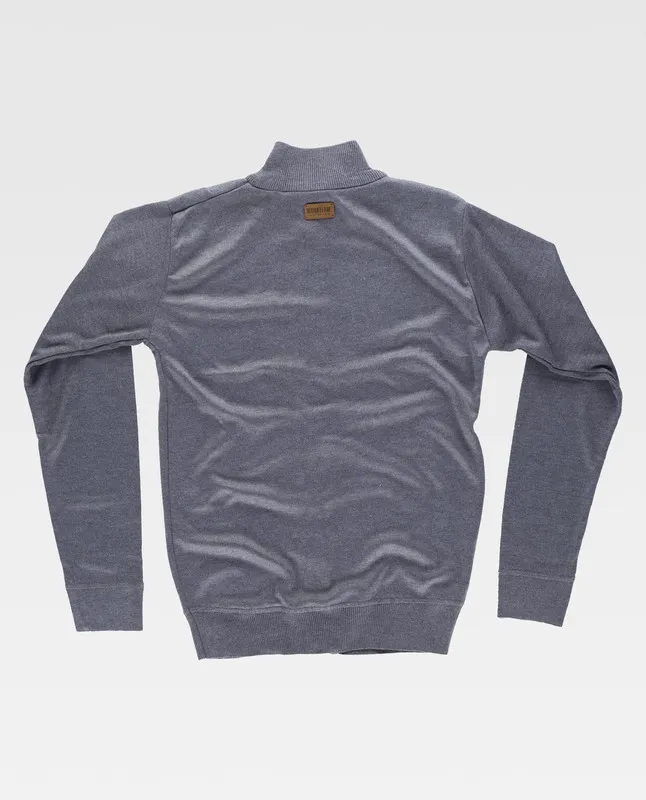 Cardigan in maglia fine con chiusura a zip Scollo alto Vita e polsini elasticizzati Grigio