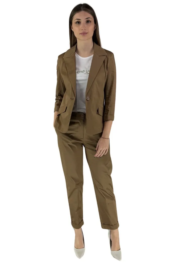 Celye giacca monopetto in cotone stretch maniche a 3/4 ss24c0380