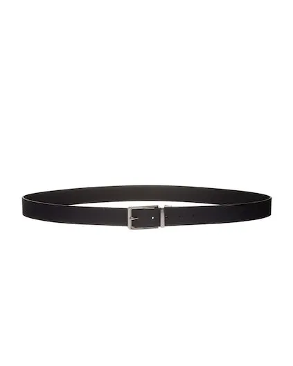 Cintura nera in pelle saffiano reversibile in pelle martellata con doppia fibbia applicabile