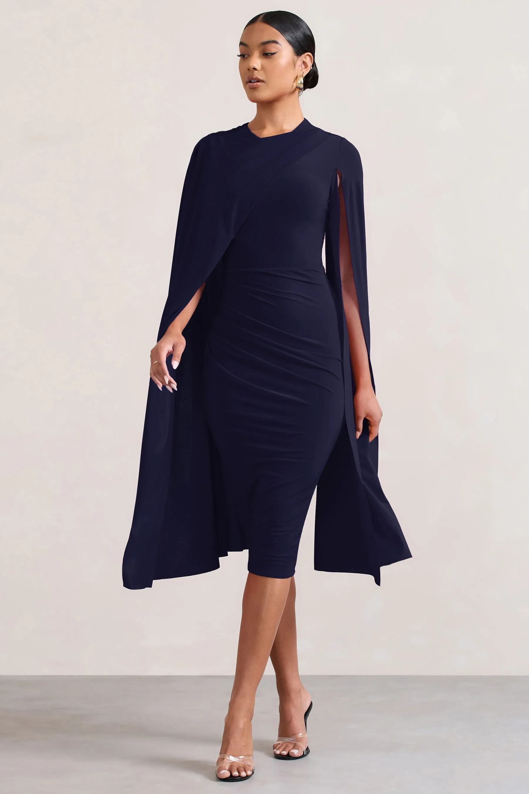 Club L London - Marysol - Abito midi con mantella asimmetrica