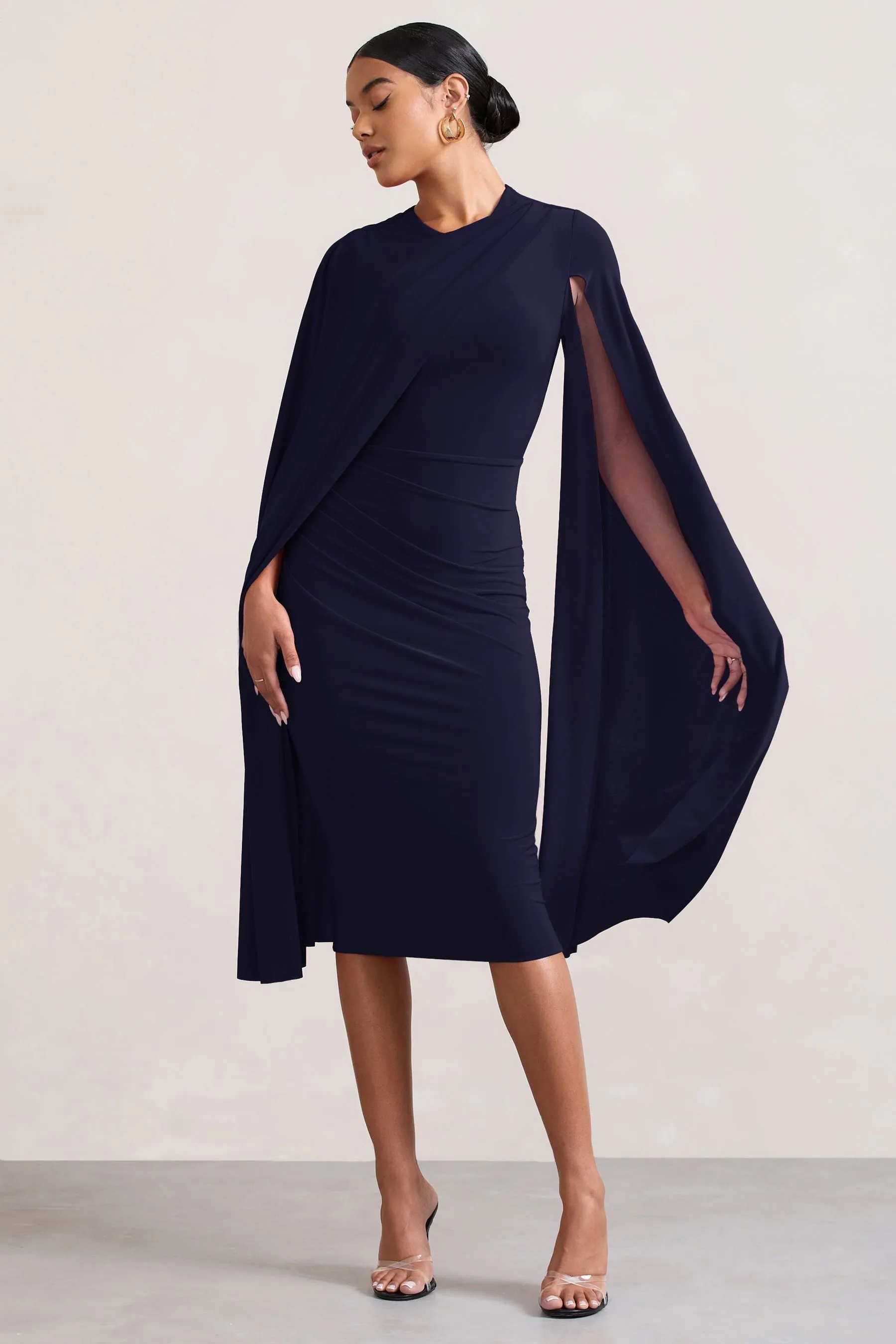 Club L London - Marysol - Abito midi con mantella asimmetrica