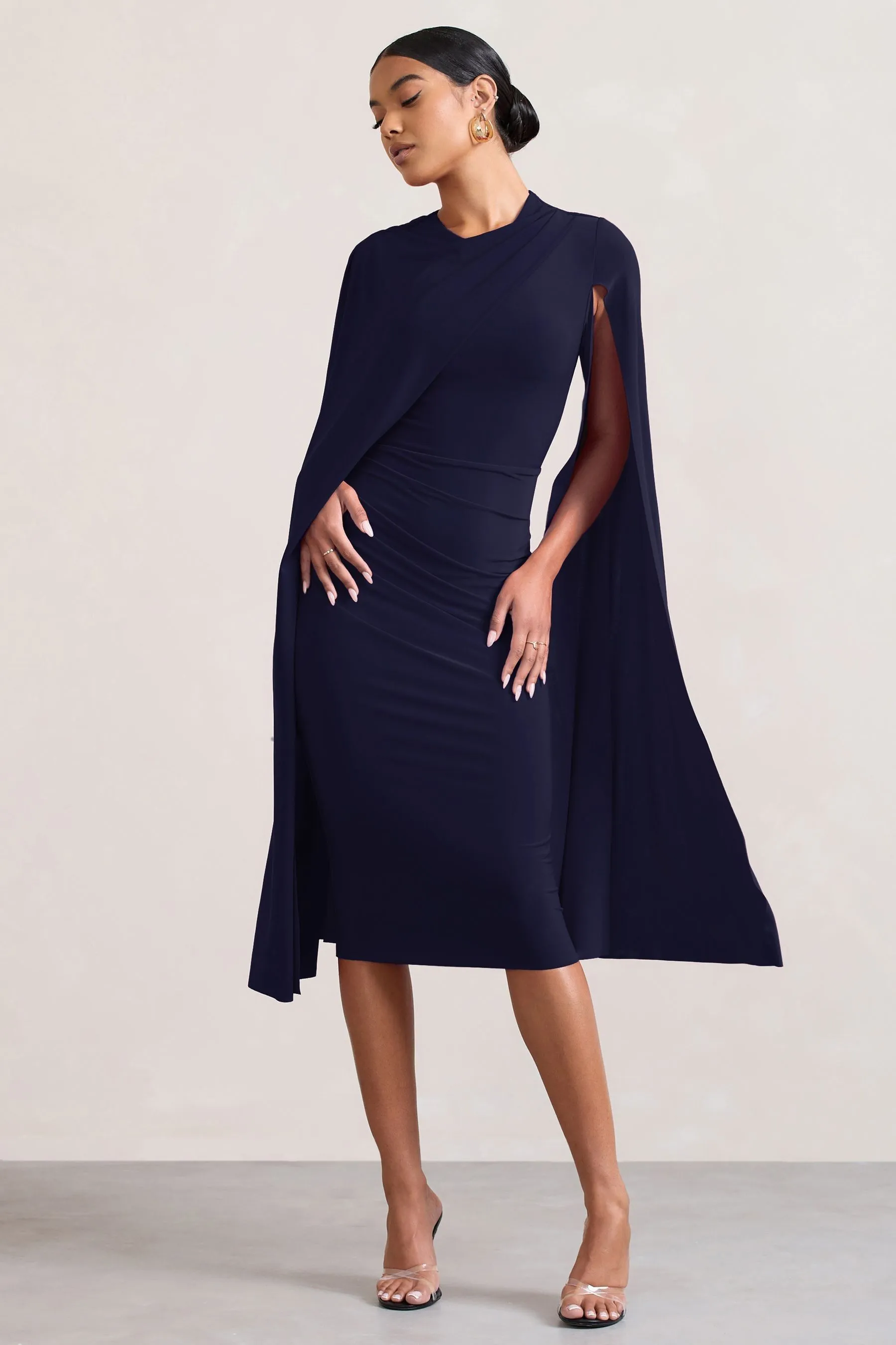 Club L London - Marysol - Abito midi con mantella asimmetrica