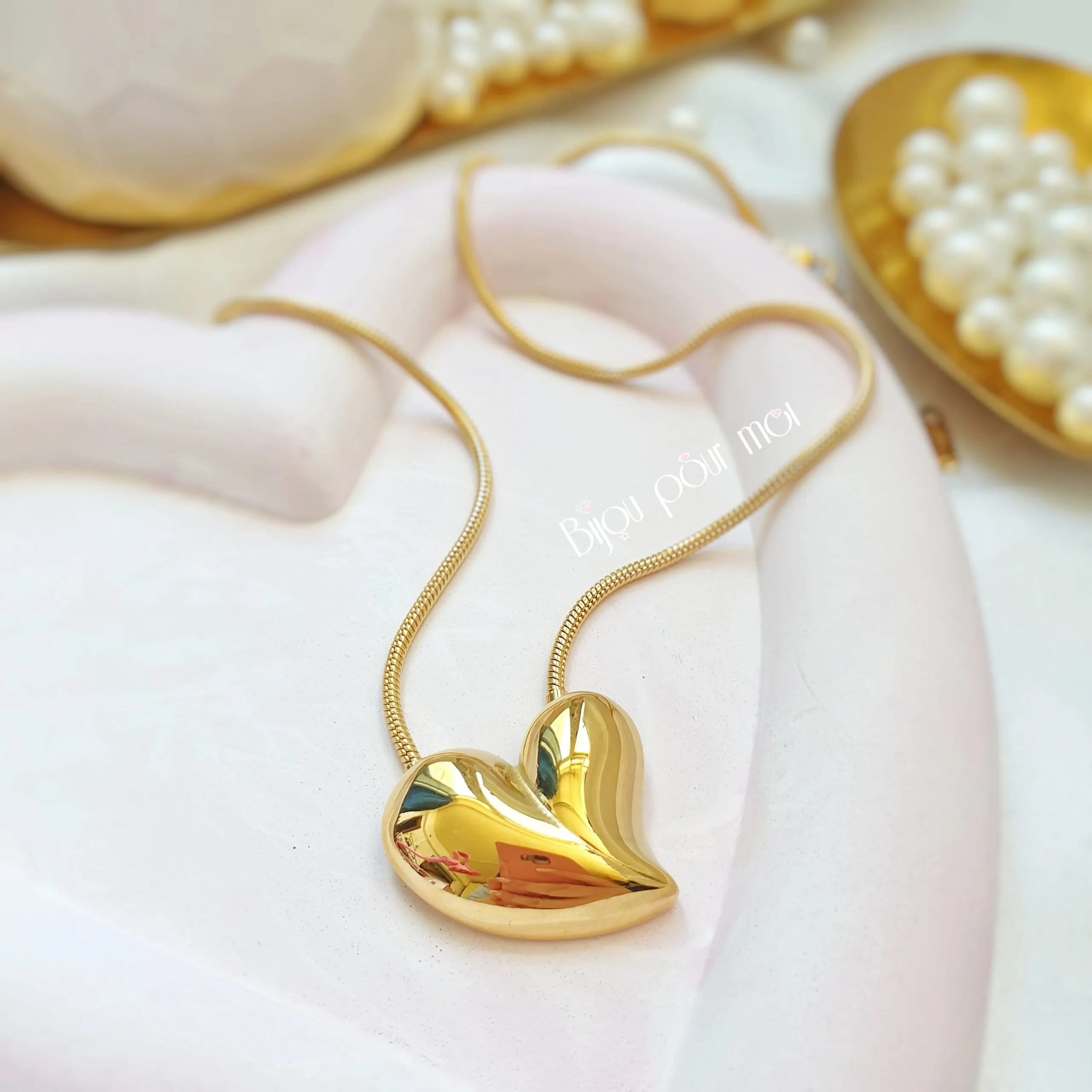 Collana cuore bombè Luxury Edition – (acciaio)