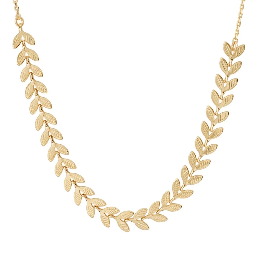 Collana Foglia Golden Dream Placcato Oro Giallo Maglia Spiga 42 cm 1667060
