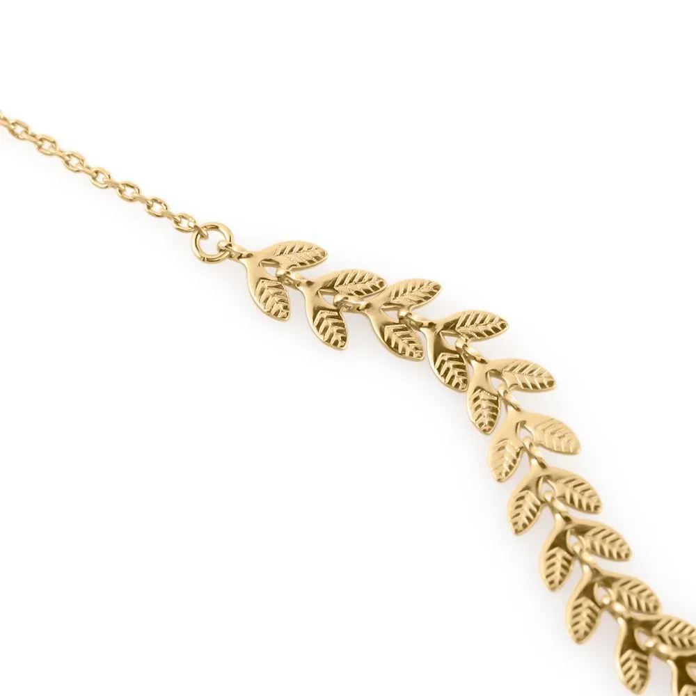 Collana Foglia Golden Dream Placcato Oro Giallo Maglia Spiga 42 cm 1667060
