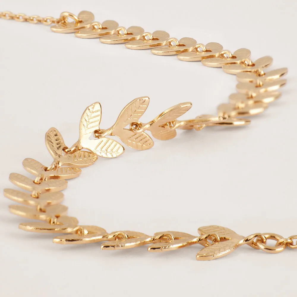 Collana Foglia Golden Dream Placcato Oro Giallo Maglia Spiga 42 cm 1667060