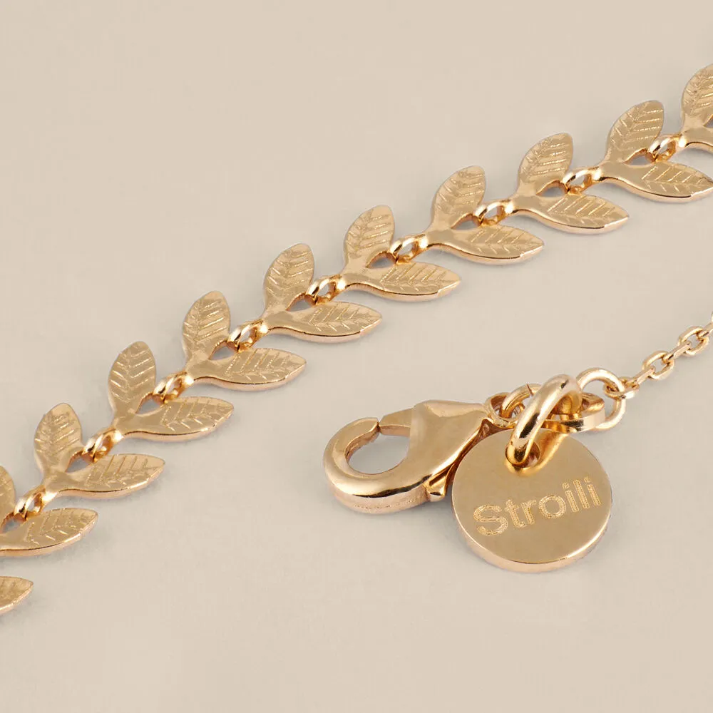Collana Foglia Golden Dream Placcato Oro Giallo Maglia Spiga 42 cm 1667060