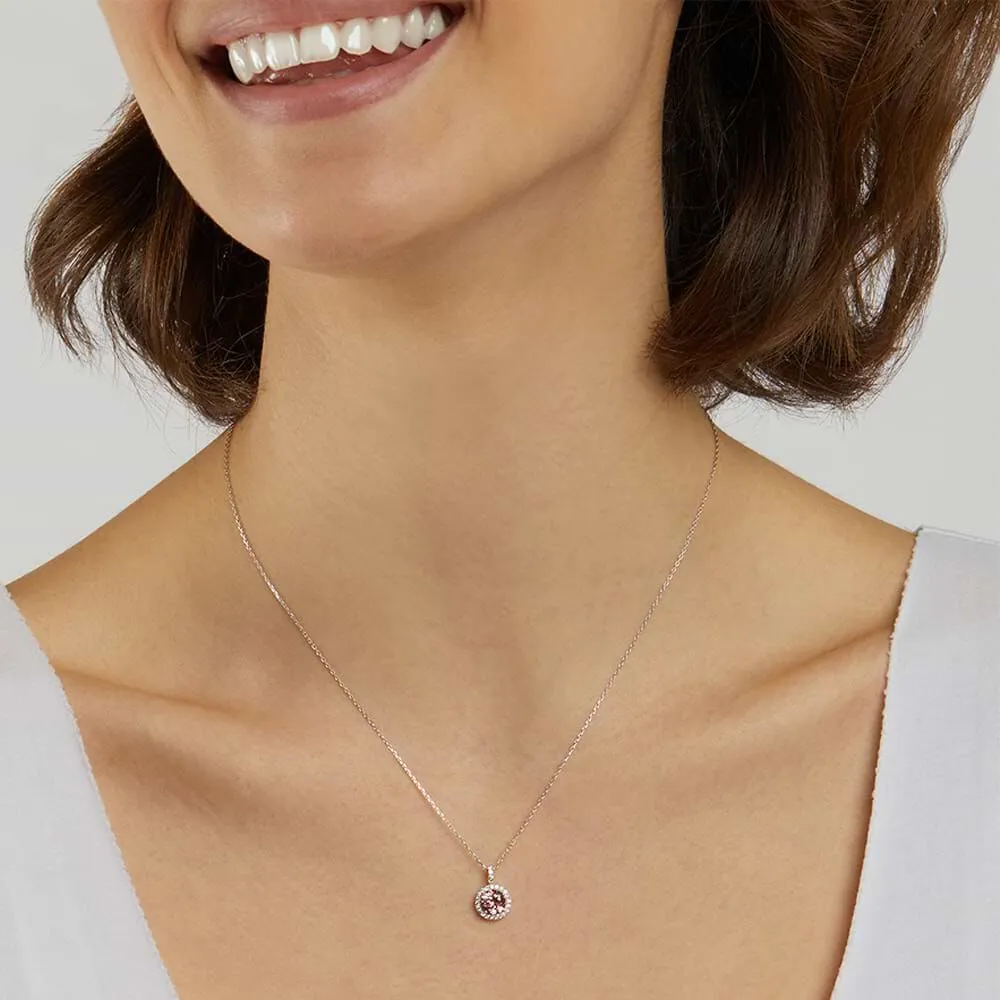 Collana Punto Luce Amélie Oro Bianco 375/1000 Maglia Forzatina Topazio Rosa Cubic Zirconia Bianco 40 + 2 cm 1417247