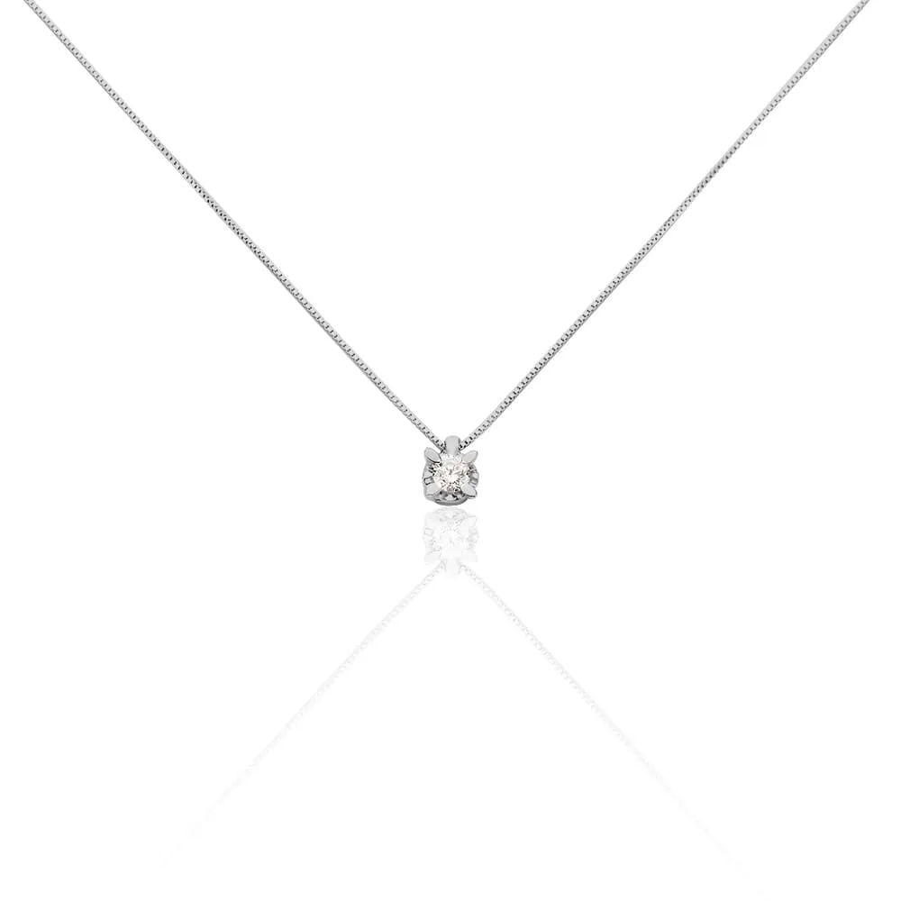 Collana Punto Luce Diamazing Oro Bianco 750/1000 Maglia Veneziana Diamante Bianco 0,13 ct 1682875