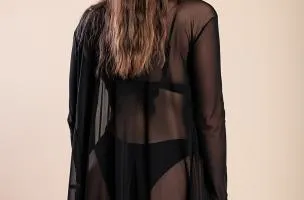 Costume da bagno 3 pezzi con mantella, nero