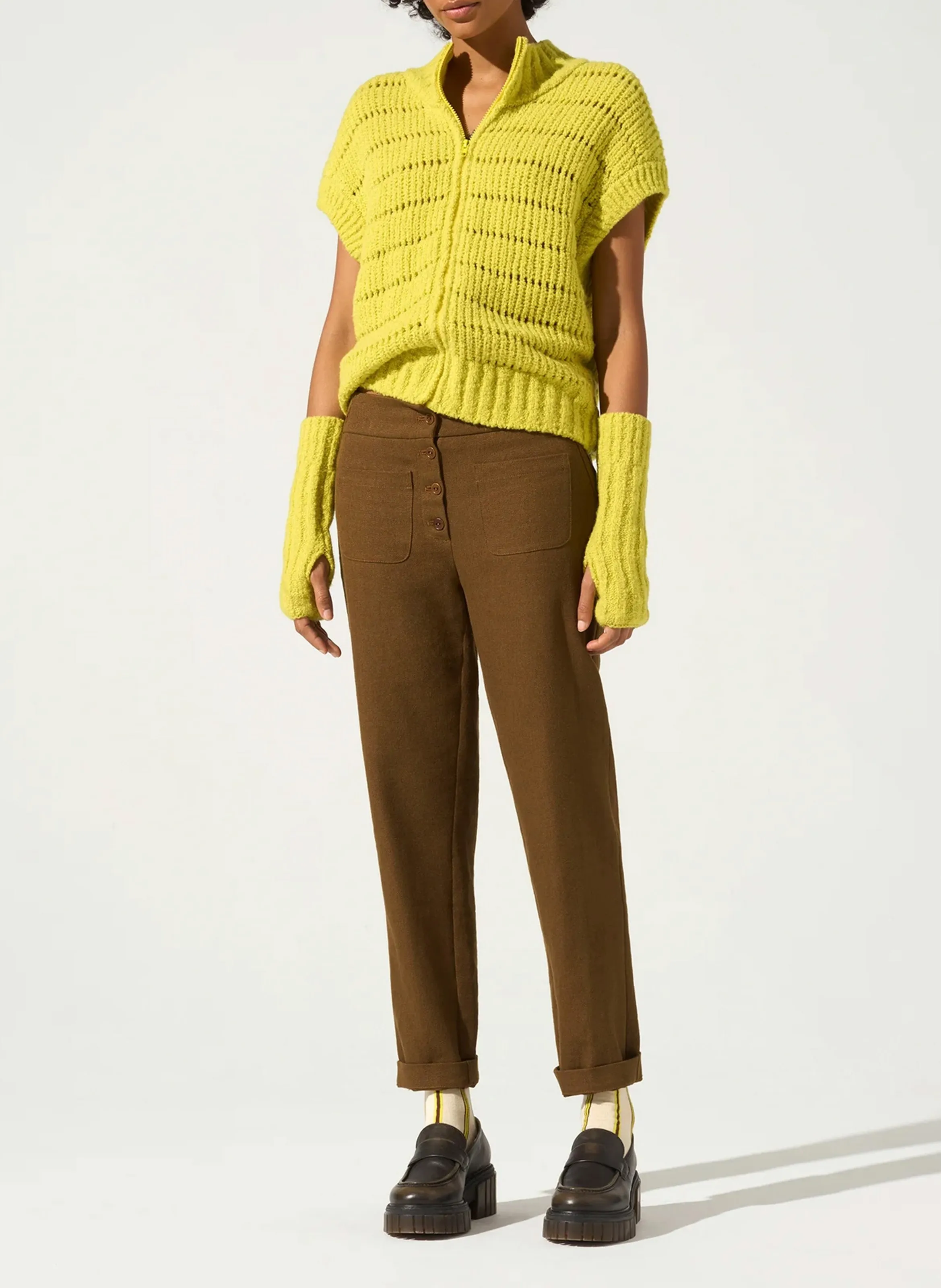  COTELAC   Pantaloni dritti in misto lino | Marrone
