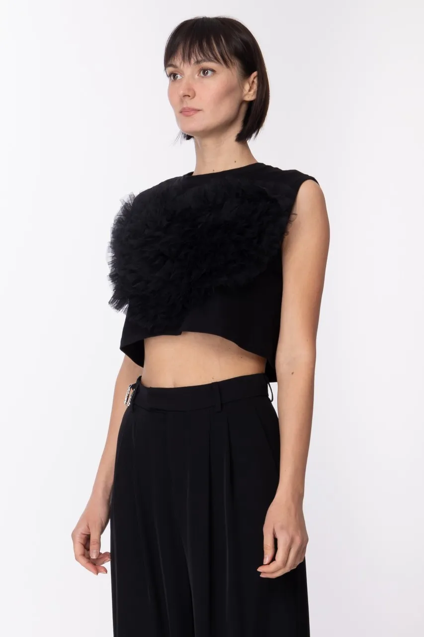 Crop top Dolly con tulle Black