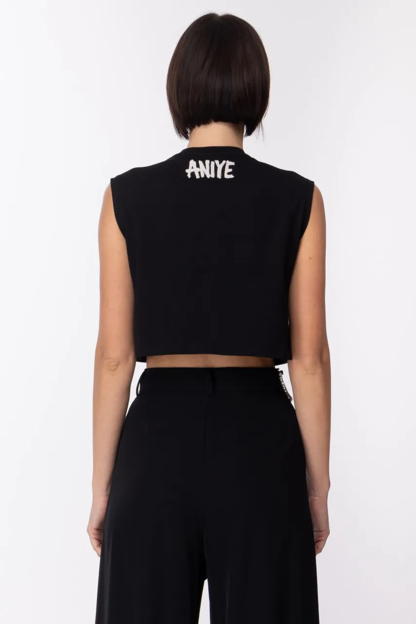 Crop top Dolly con tulle Black