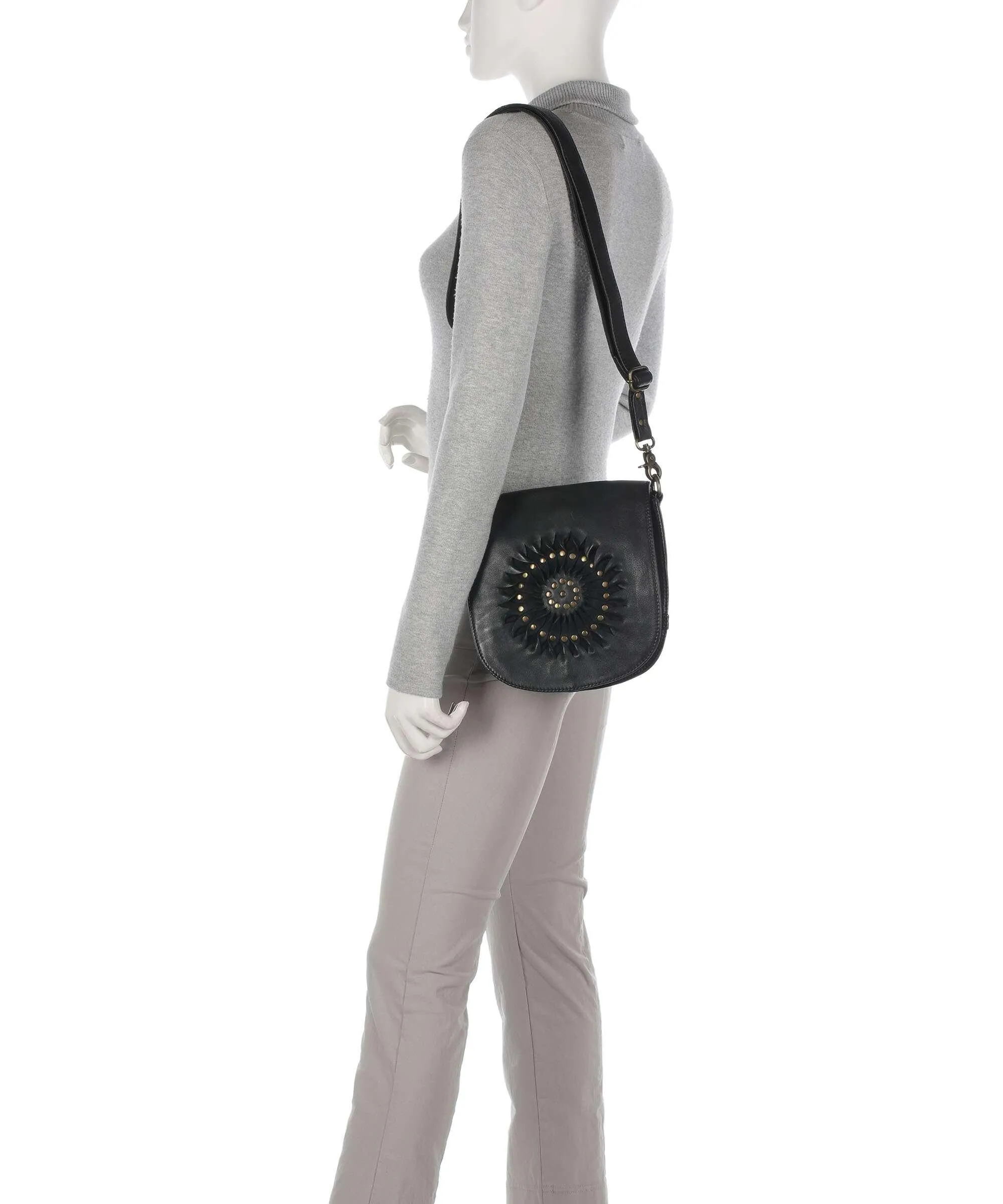 Depeche Handcraft Hero Borsa a tracolla pelle di vitello nero  