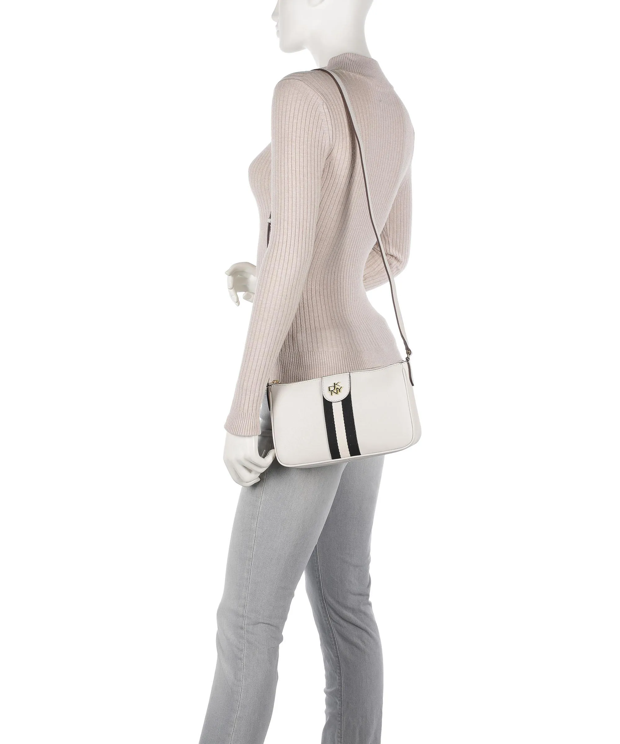  DKNY Carol Borsa a tracolla pelle di vacchetta saffiano avorio  