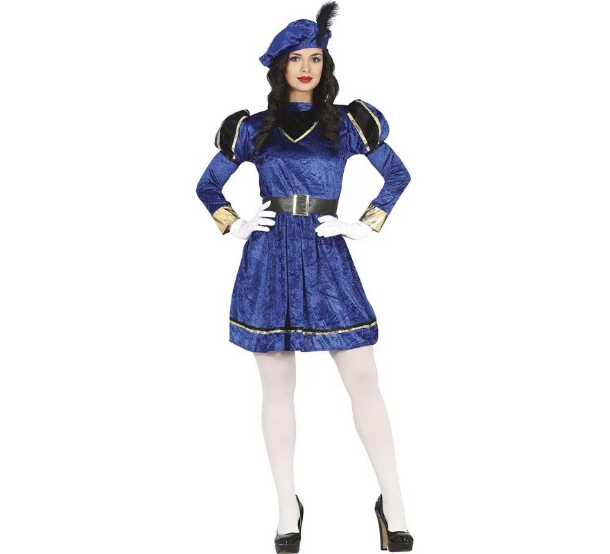 Elegante Costume da Pagina Blu per donna