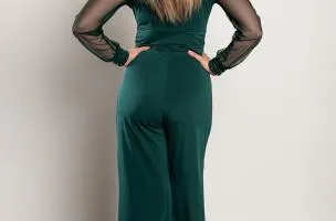 Elegante tuta con scollo a V Georgina, verde scuro