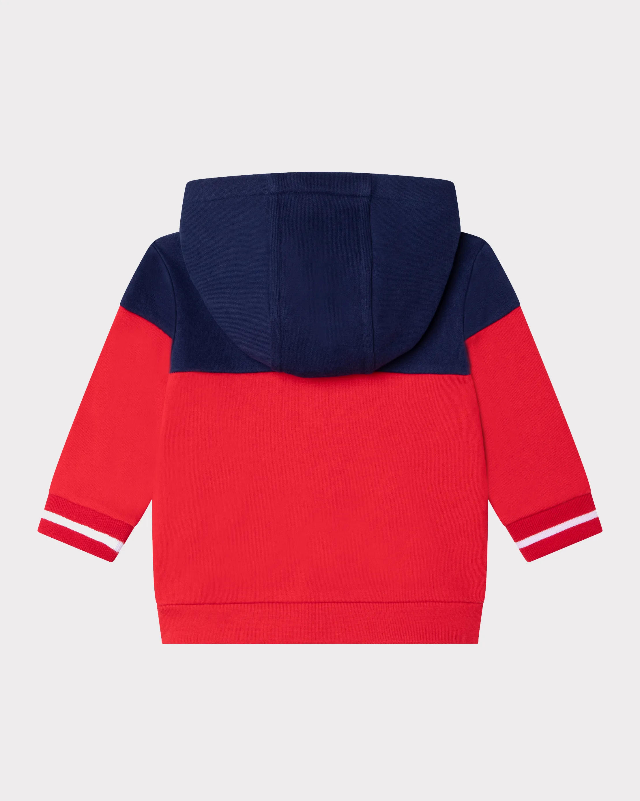 Felpa rossa e blu in cotone con cappuccio e chiusura zip 2-4 anni