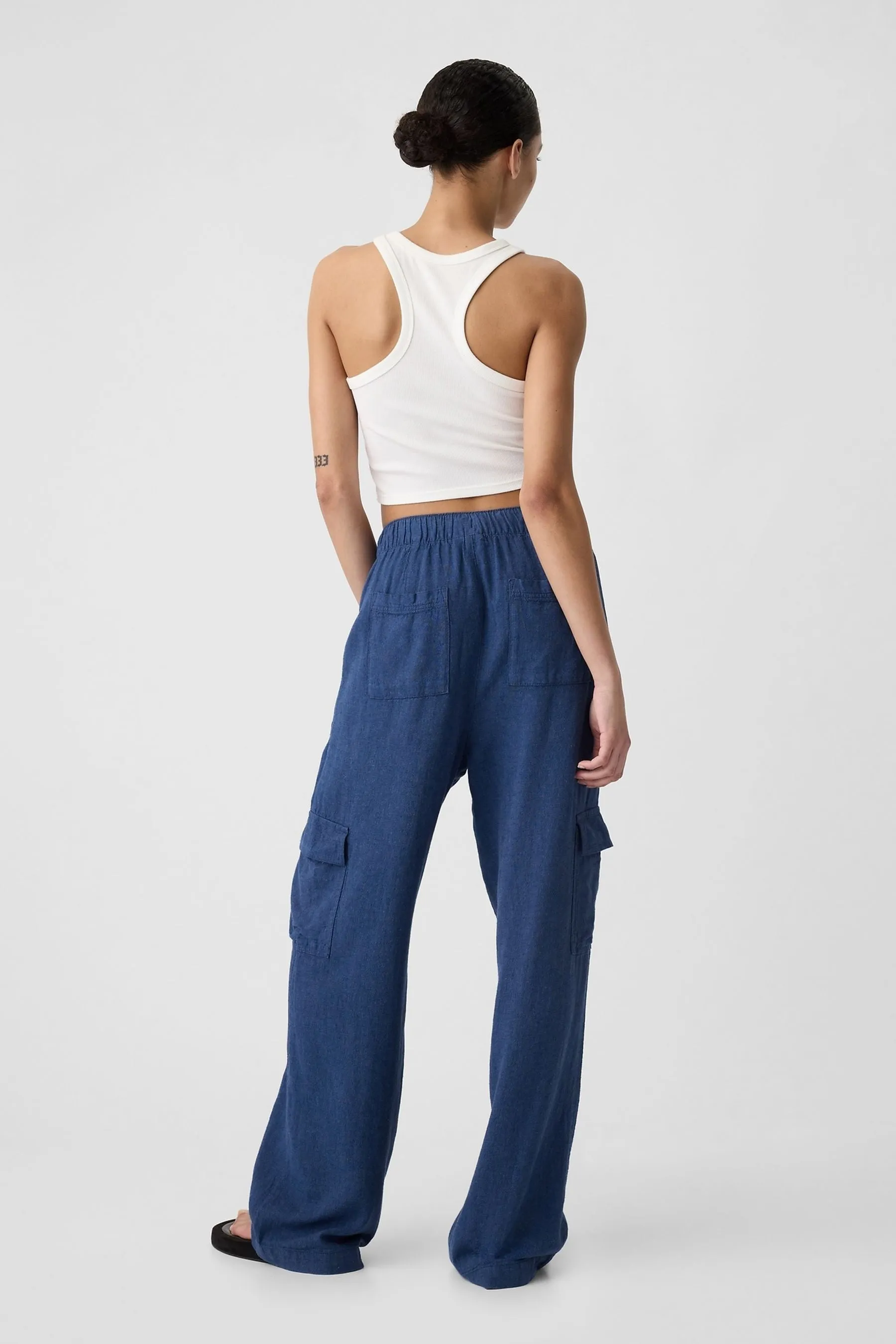 Gap - Pantaloni cargo in lino Blend con fondo ampio
