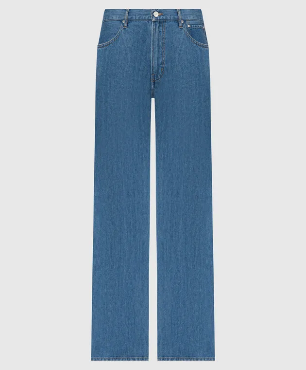 Gauchere Jeans blu con lino con cerniere P12433020562