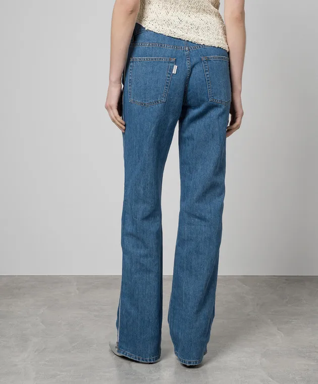 Gauchere Jeans blu con lino con cerniere P12433020562