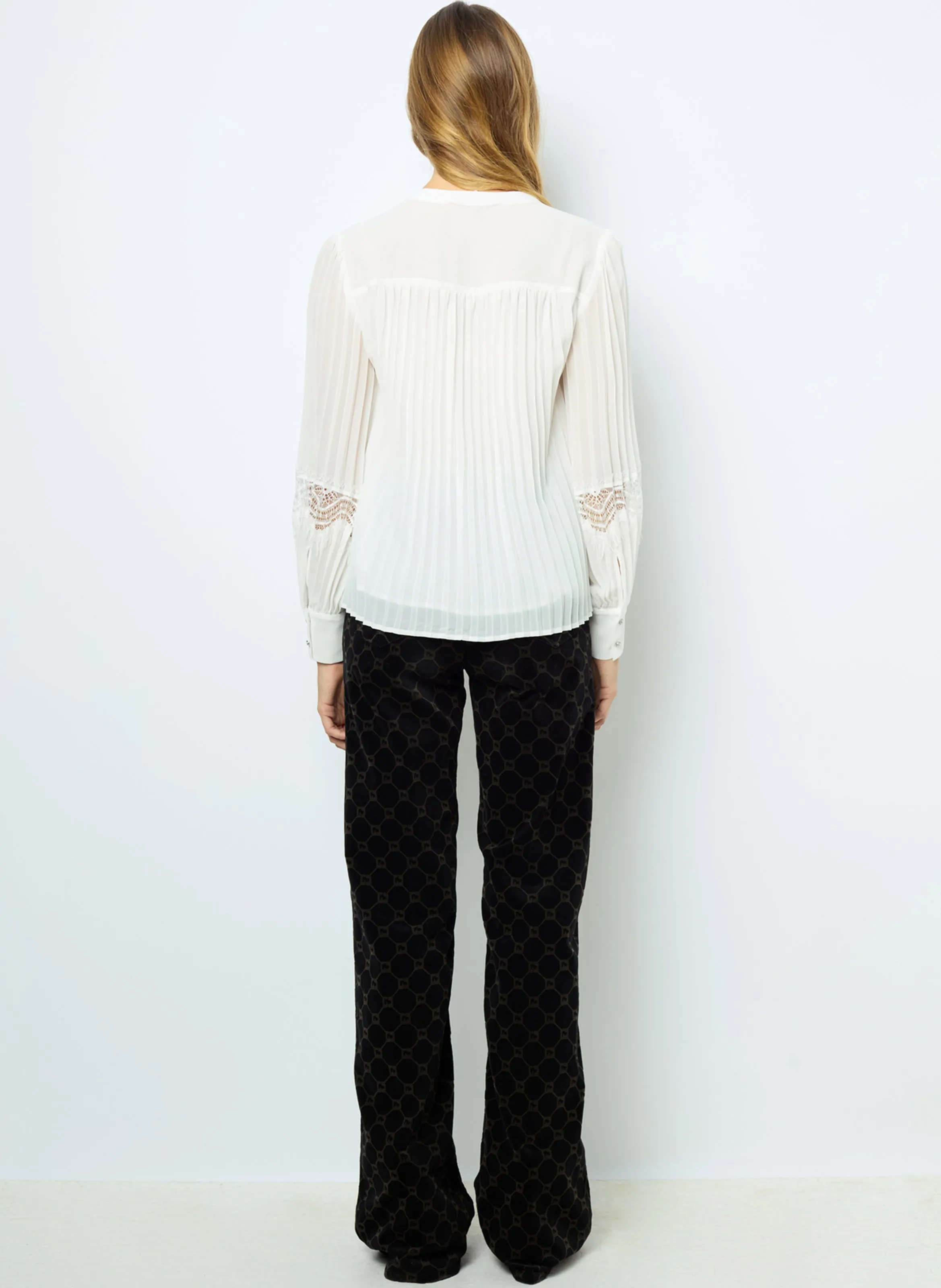  GERARD DAREL   BELLINE - Camicia diritta plissettata con ricami | Bianco