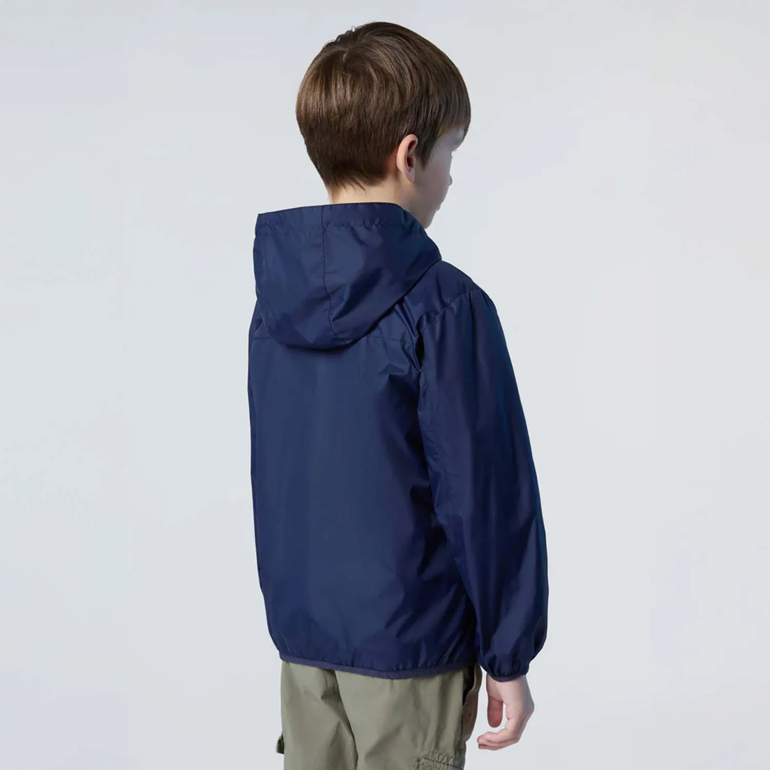 Giacca A Vento Reversibile Blu Navy E Grigio