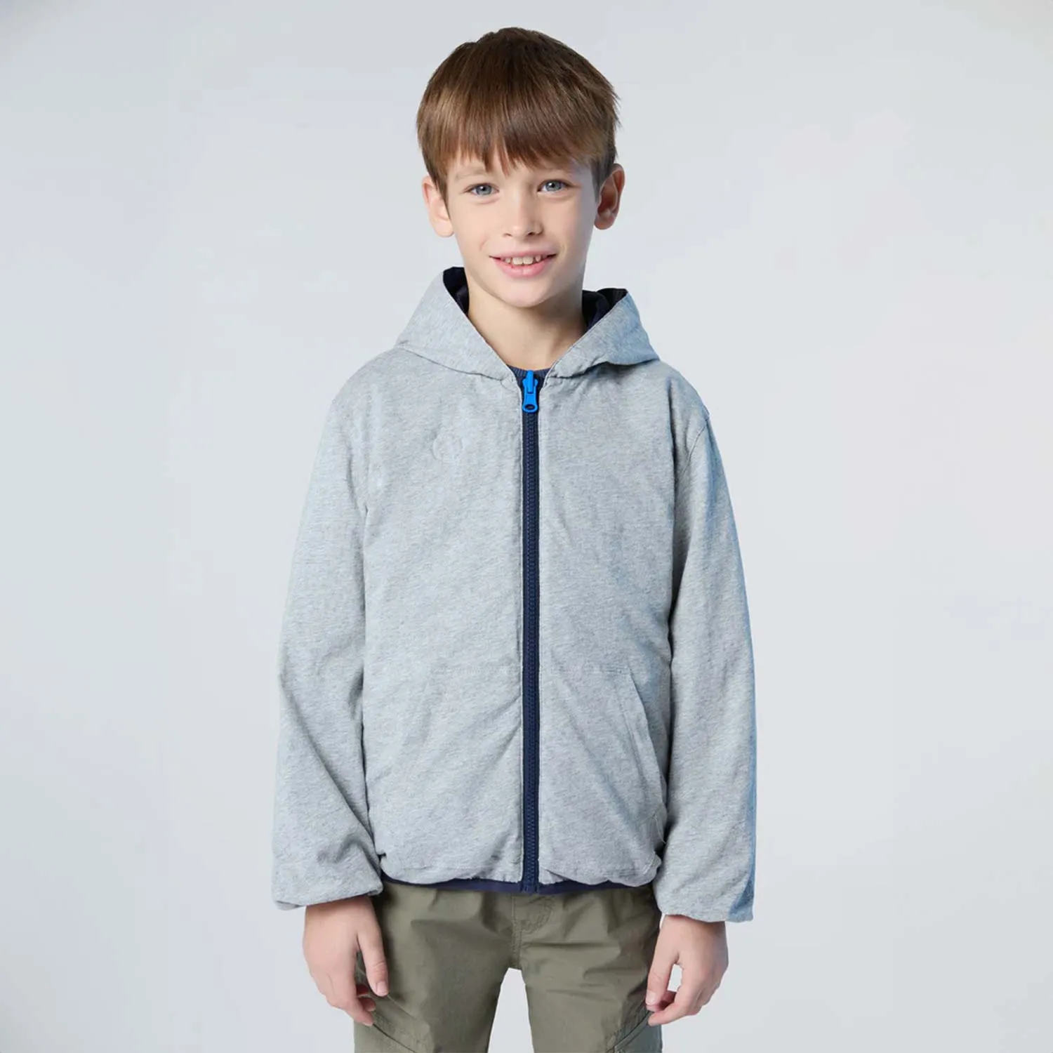 Giacca A Vento Reversibile Blu Navy E Grigio