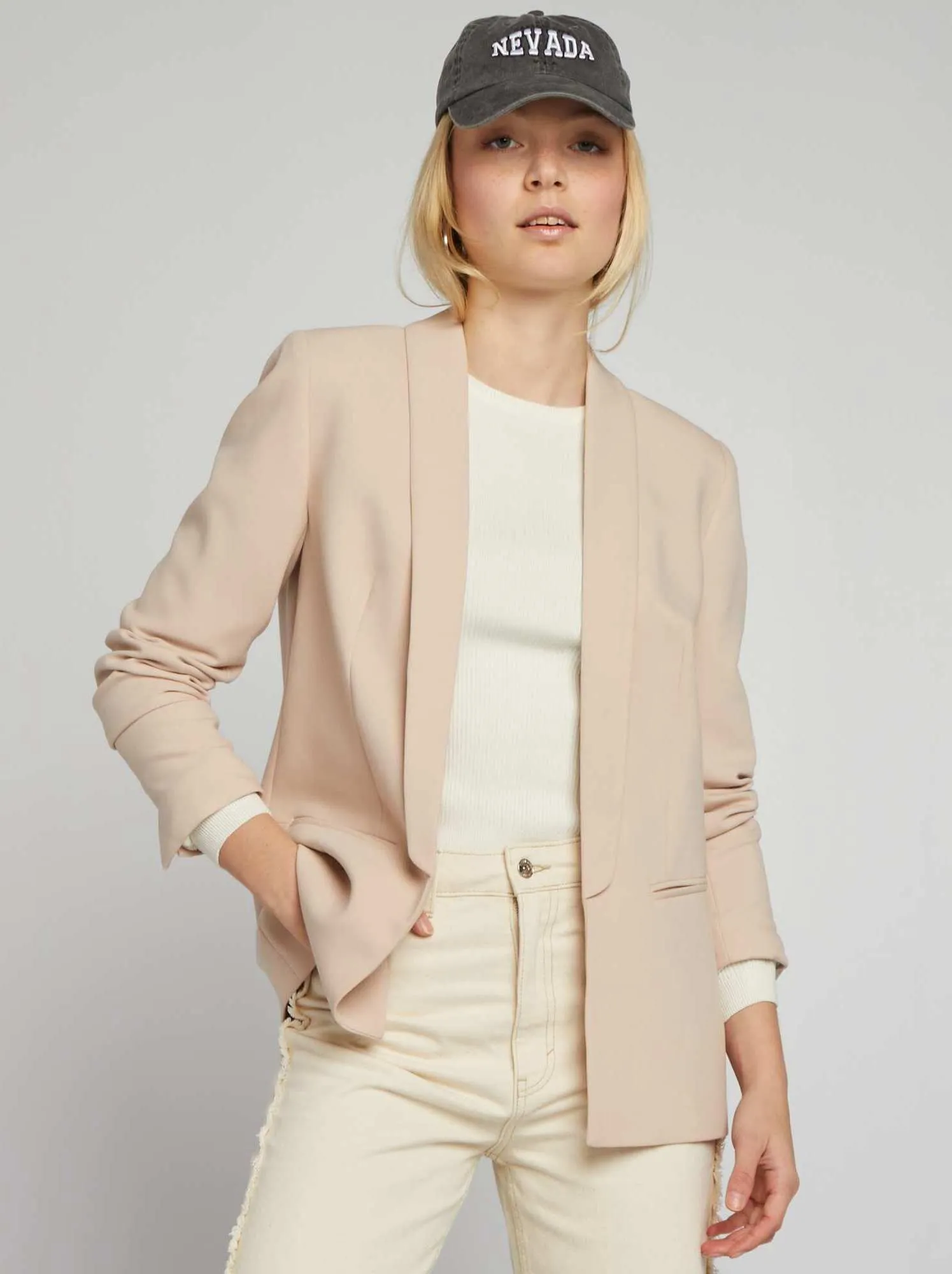 Giacca blazer midi - BEIGE