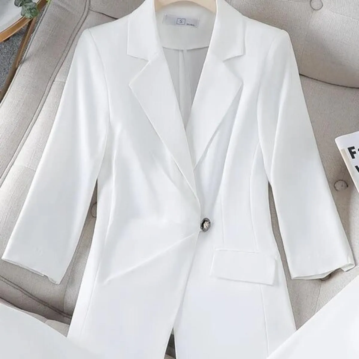 Giacca da donna formale primavera estate giacca da donna con maniche a tre quarti solida per abbigliamento da lavoro aziendale