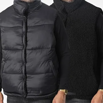 Giacca Piumino reversibile senza maniche in pelliccia U33471MOW Nero