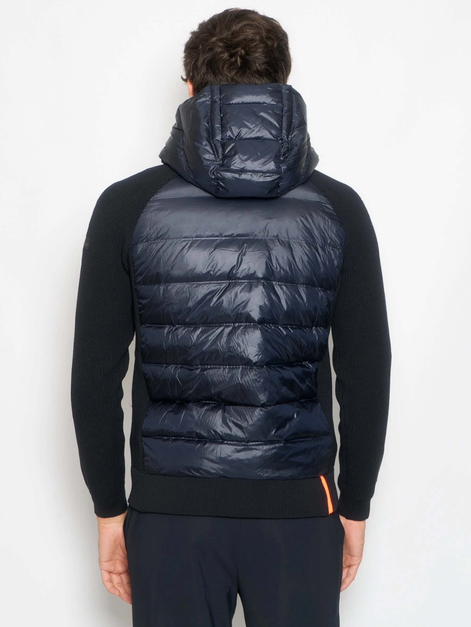 Giacca Sportiva Ibrida con Cappuccio Blu Balck