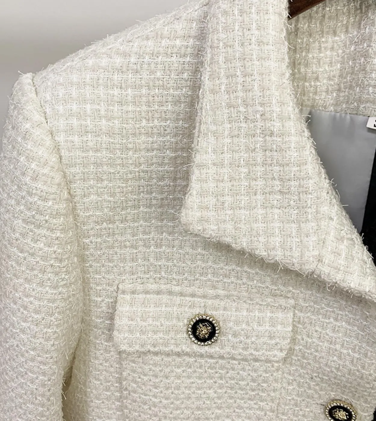 Giacche di lana di tweed di alta qualità Donna Autunno Inverno Nuova personalità Nero Bianco Colore di contrasto Giacche da donn
