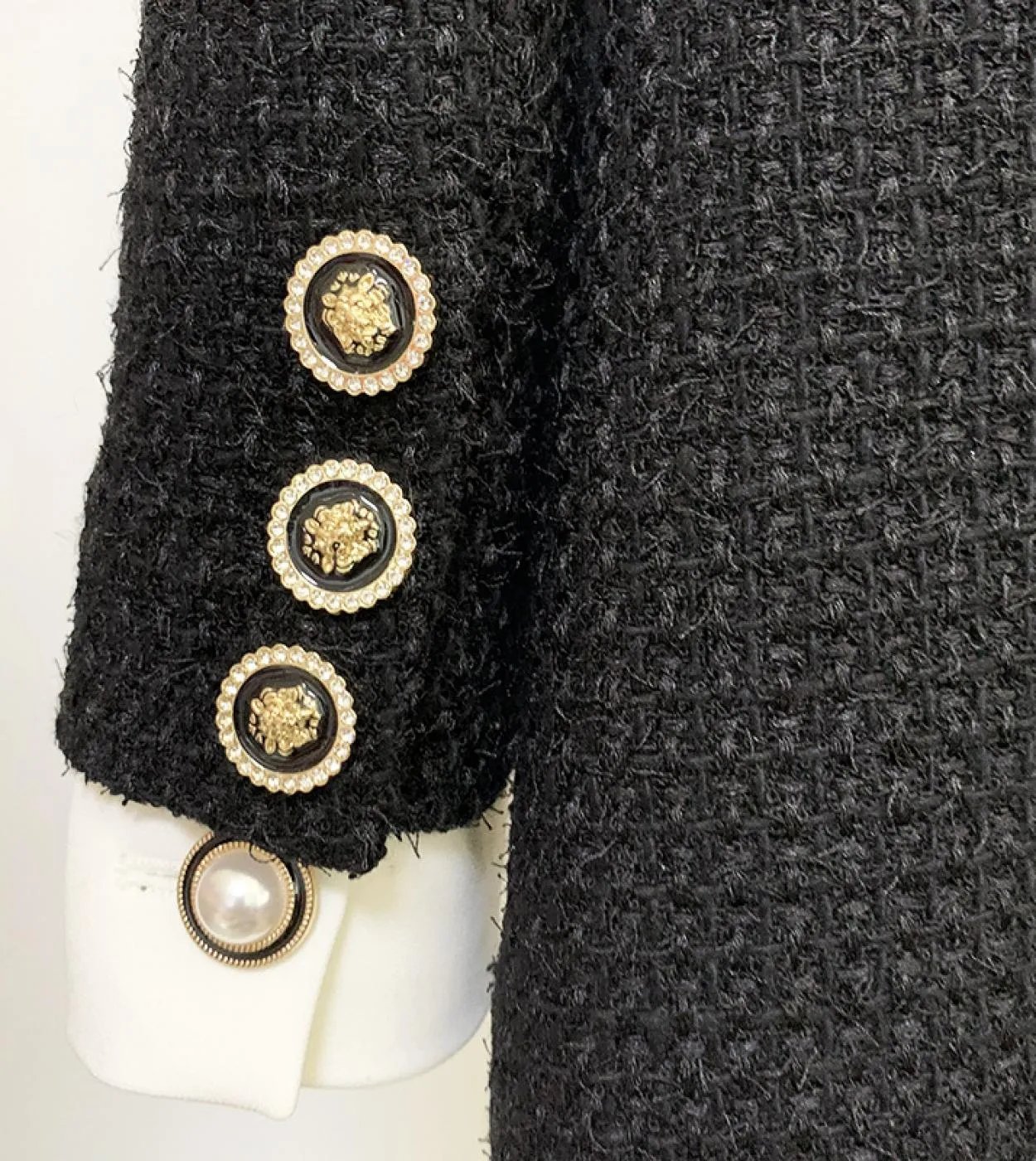 Giacche di lana di tweed di alta qualità Donna Autunno Inverno Nuova personalità Nero Bianco Colore di contrasto Giacche da donn