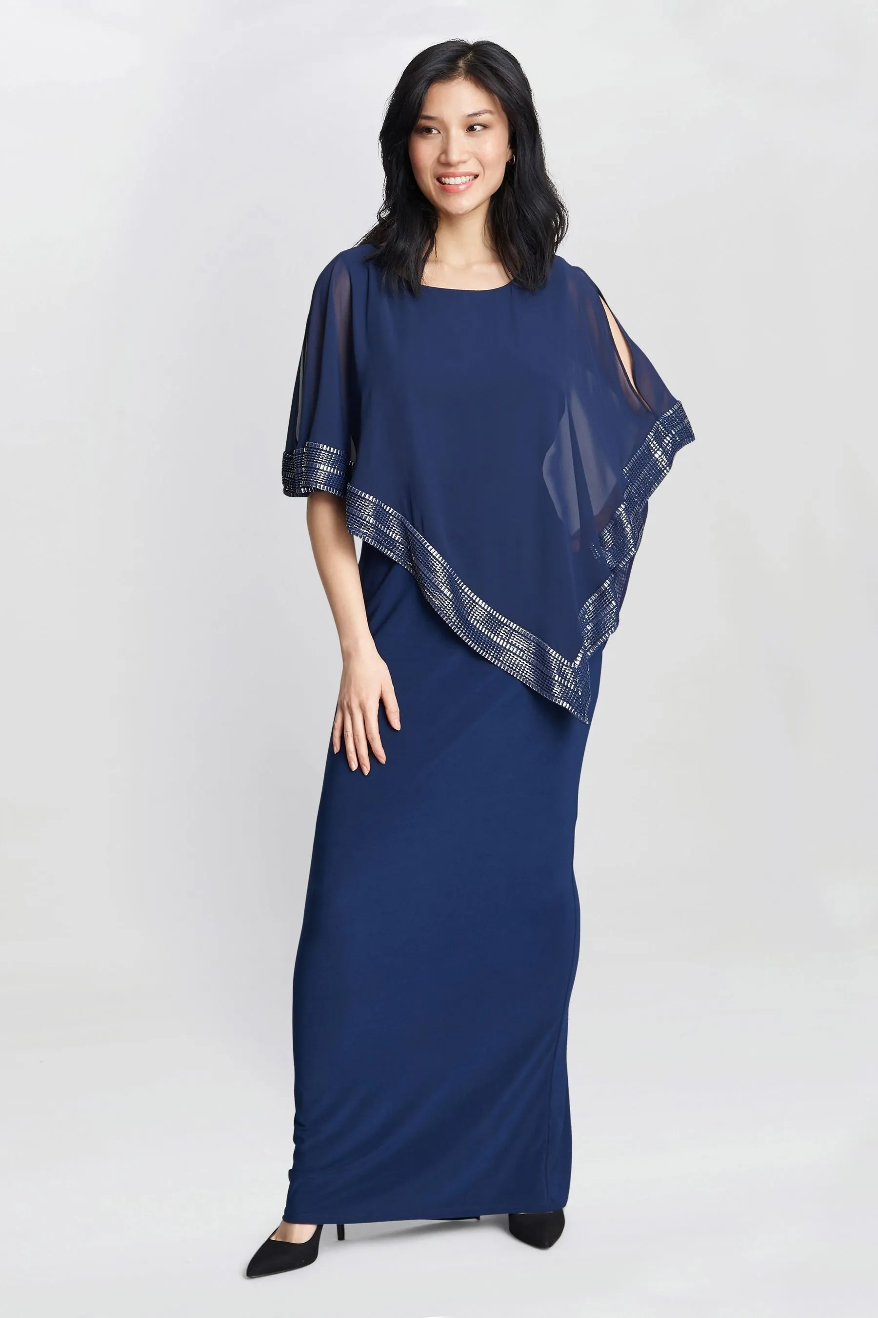 Gina Bacconi Naturale - Amber - Abito maxi con mantella asimmetrica